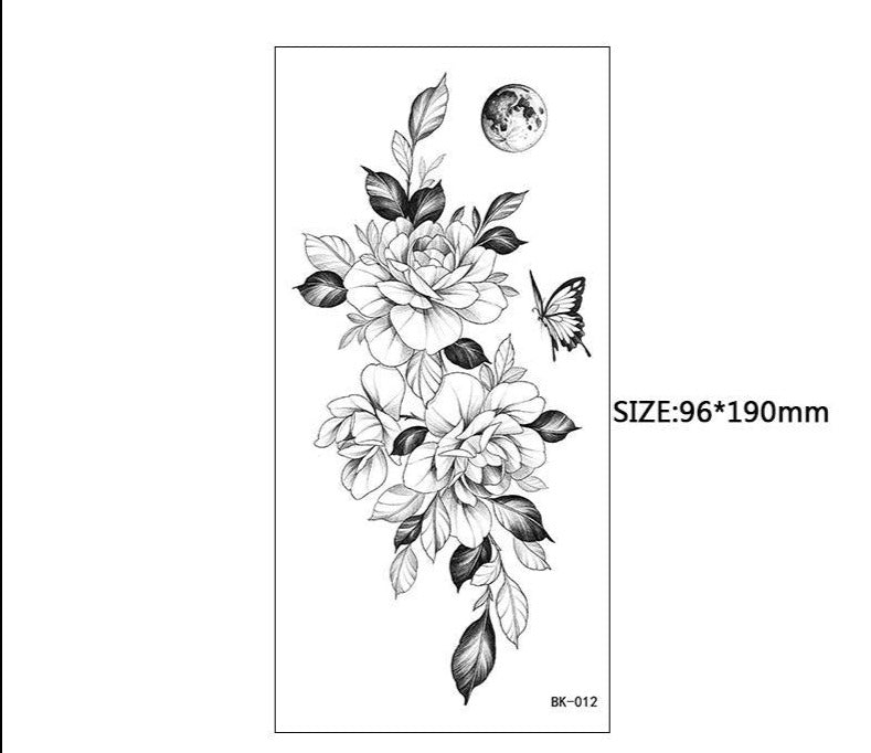 Peony Moon Butterfly Temporary Tattoo