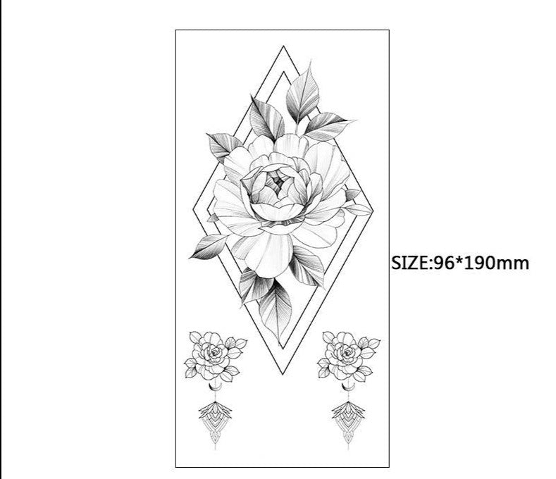 Geometric Peony Temporary Tattoo