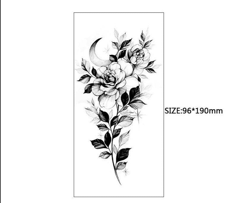 Peony Crescent Temporary Tattoo